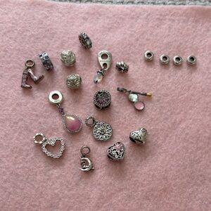 Sterling Silver 925 Bracelet Charms - 19 Pieces